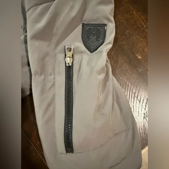 Vince Camuto Long Down Puffer Coat Parka Faux Fur Hood Gray M - Picture 12 of 16